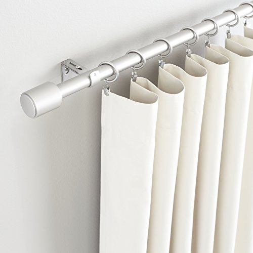 Amazon Basics Adjustable 1-Inch Heavy Duty Curtain Rod for Windows, Cap Finials, 72" to 144", Nickel