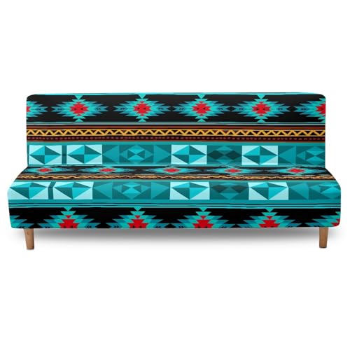 Western Aztec Futon Slipcover Aesthetic Armless Sofa Cover Washable Couch Slipcover Modern Home Decor Couch Covers for Sofa Furniture Protector