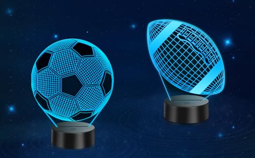 Linkax Soccer Football Gifts for Kids Boys Girls, Birthday Gifts for Boys Sport Fan, Toys for Ages 8-13, Light Up Football Soccer Ball 3D Illusion Night Light with 16 Color Changing