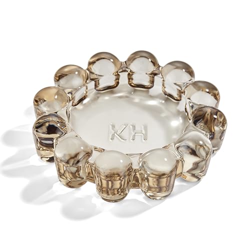 khtumeware Chic Smoky Bubble Glass Candle Dish – Modern Clear Glass Candle Holder for Tealights & Diffusers, Decorative Tray for Home & Tabletop Decor(1 Pack)