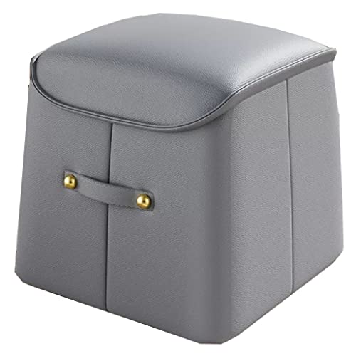 Pouf n Foot Stool, n Footrest for Couch, Handmade PU Leather Footstool Square Floor Poufs Footrest Cushion for Living Room, Bedroom Decor (Color : /Light Gray)