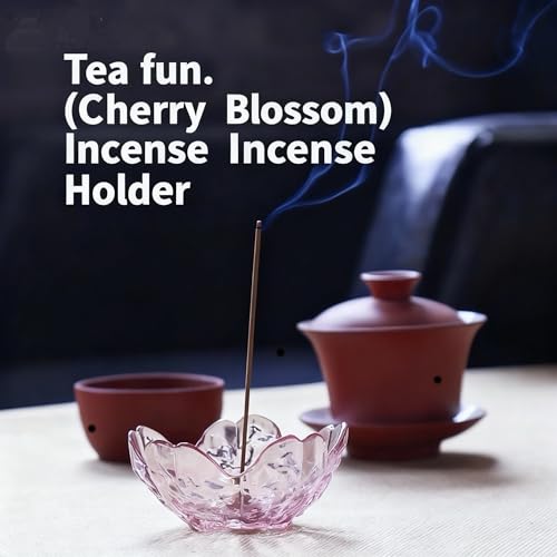 Aphrodite Inspired Incense Holder, Pink Glass Lotus Flower Burner with Gold Base & Ash Catcher, Crystal Clear Spiritual Home Decor for Yoga, Meditation, Altar, Zen Gift