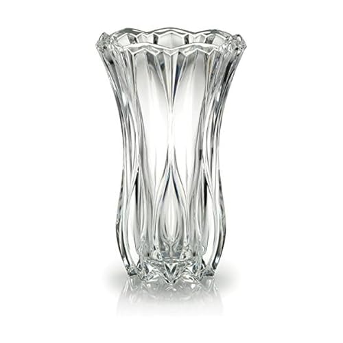 Celebrations by Mikasa Blossom Crystal Vase 12 Inch - Sculpted Flower Design for Fresh Bouquets, Home Decor, Centerpieces - Traditional and Contemporary Style