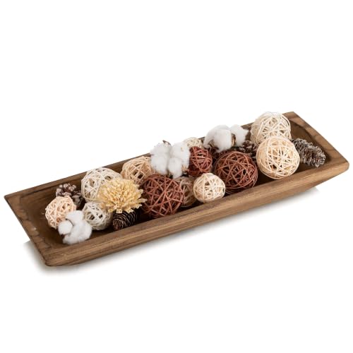 Hanobe Large Wood Decorative Dough Bowl for Coffee Table Decor, 20" Brown