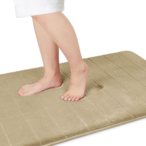 Yimobra Bathroom Runner 55"x24", Non Slip Memory Foam Bath Mat, Super Soft Water Absorbent Hallway Carpet, Machine Washable Rug for Vanity Tub Shower, Light Tan