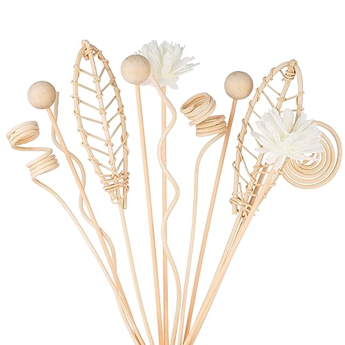 Reed Diffuser Stick,WUTAOBON 12Pcs 10Inch Natural Rattan Flower Reed Fragrance Diffuser Set, Fragrance Diffuser Replacement Rattan Sticks Home Decor (Primary Color)