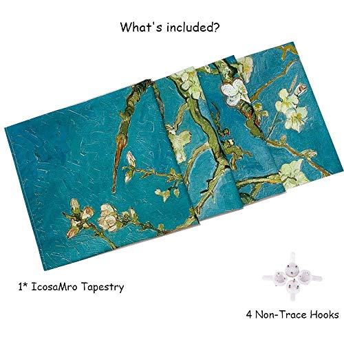 IcosaMro V. Gogh Tapestry Wall Hanging Almond Blossoms Nature Floral Wall Art [Double-Folded – lifestyle view