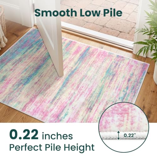 KOZYFLY Modern Kitchen Runner Rug 2x6 Washable Rug Runner Multi-Pink