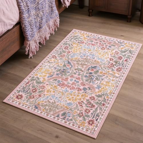Washable Non-Slip Small Area Rug 16x24, Also a Pet Feeding Mat or Door Mat