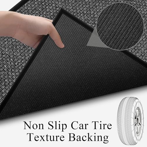 GOYLSER 4ft Jute Runner Rugs for Hallways, Rubber Backed Hall Floor Mat Non Slip, Absorbent Entry Way Runner Rugs Indoor, Black
