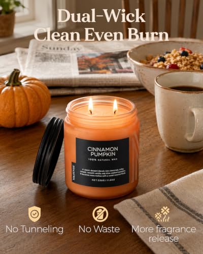 M&SENSE Scented Candles Cinnamon Pumpkin Non Toxic Fall Aromatherapy