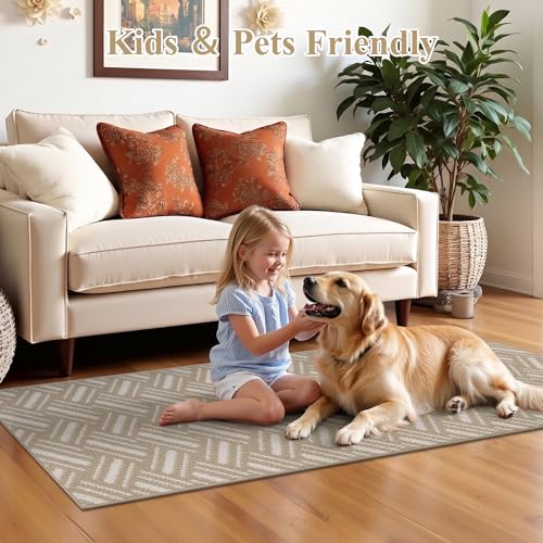 Washable Hallway Runner Rug 2x6',Non-Slip Kitchen Runner, Beige