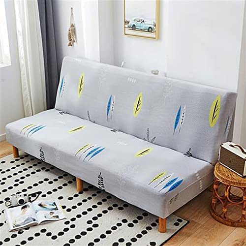 YOPOIY Stretch Futon Cover Elastic Feature Rich Textured High Polyester Futon Slipcover Printed Armless Sofa Cover with Elastic Bottom -10-160-190cm