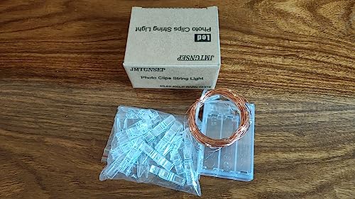 JMTGNSEP 50LED 20 Photo Clips String Fairy Lights Battery Powered Decoration for Living Bedroom Indoor Christmas Party Wedding for Photo Picture Hanging Display, Battery Operated (16ft Warm White)