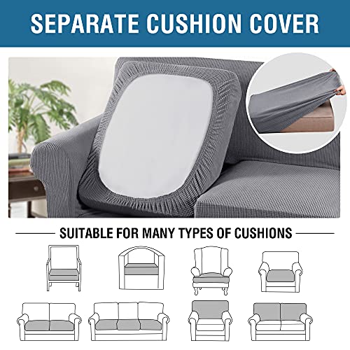 H.VERSAILTEX Stretch Sofa Covers for 3 Cushion Bundle 2 Cushion Loveseat Sofa Cover Bundle Arm Chair Cover, Dove