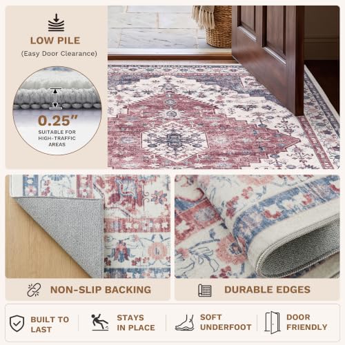 LIVELYGLOW 6x9 Washable Area Rug for Living Room, Large Carpet