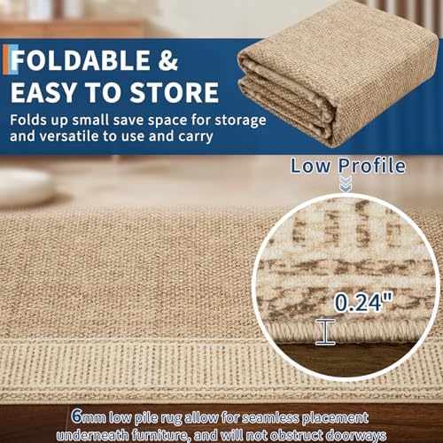 GarveeHome 6ft Round Rug for Living Room Washable Modern Solid Circle Rugs