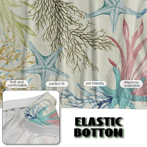 Starfish Armless Futon Cover Elastic Futon Couch Cover Replacement Removable Couch Slipcover Non-Slip Furniture Protector for Coastal Theme Living Room Hotel