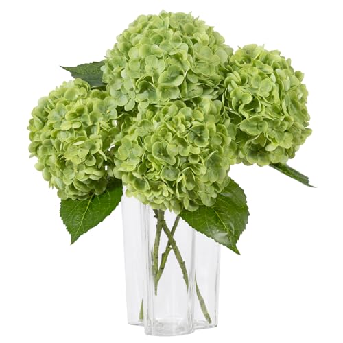 DuHouse 3Pcs Large Hydrangea Artificial Flowers,20 inch Latex Real Touch Hydrangeas Lifelike Hydrangea Flower for Home Wedding Bouquets Centerpieces Party Living Room Decoration(Green)