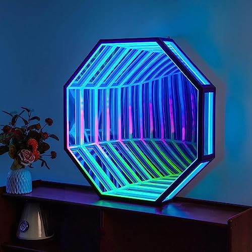 RGB Infinity Lamp Tunnel Mirrors - Unique 3D Color Changing Wall Art Light for Kids Room, Gaming Decor, and Sensory Room (30CM)