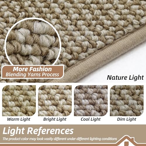 BEQHAUSE Kitchen Rugs and Mats 2PCS Non-Slip, 20"x32"+20"x48", Light Beige