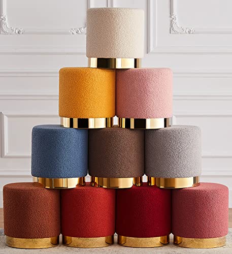 Footstool, Faux Leather Cube Pouf, Square Leather Pouf, Contemporary pu Leather Pouf, Padded Footstool, Tufted Pouf for Living Room Bedroom Moroccan Decor,Light Pink