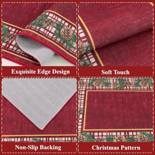 Christmas Kitchen Rugs Sets of 3, Washable Christmas Rugs for Kitchen, Non Slip Christmas Kitchen Rugs and Mats, Farmhouse Kitchen Floor Carpet Set for Winter Xmas Holiday Decoration