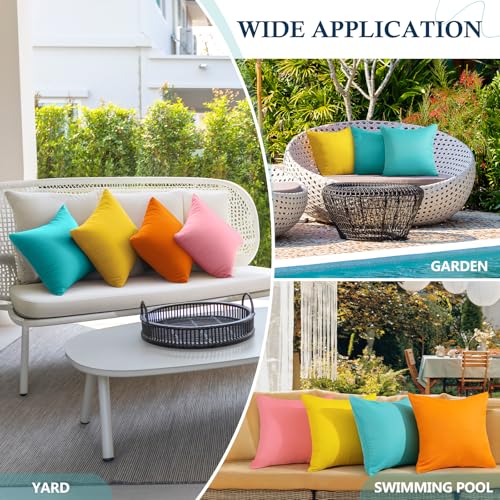 fauson Outdoor Pillow Covers 18x18 Set of 4, Outdoor Waterproof Decorative Throw Pillow Covers for Garden Patio Tent Balcony Bench Couch Sofa