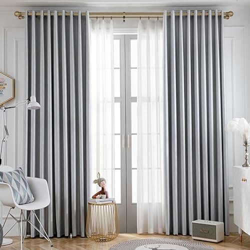 Antique Bronze Double Curtain Rods 36-72 Inch,1’’Front and 5/8’’Back Double Drapery Rod with Small Round Ball and Aluminum Brackets, Adjustable Dual Window Rod for Sheer/Blackout Curtains