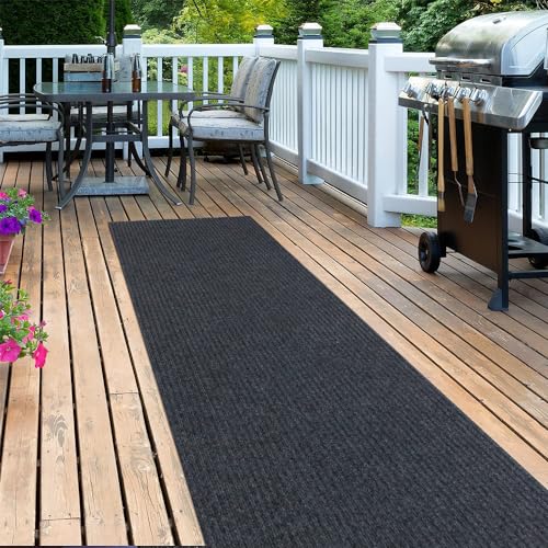 LITA Hallway Runner Rug Double Gray Stripe with PVC Backing, Non-Slip Waterproof, Washable Outdoor Indoor Carpet for Floor, Entryway, Kitchen, Laundry, Balcony, Garage, 2' x 6'