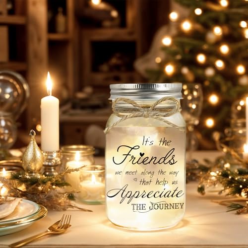 Birthday Gifts for Women Friendship, Mason Jar Night Lights for Friend, Thankgiving Gifts for Women, Suitable for Home Office Table Stands