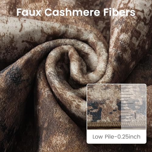 3x5 Brown Red Area Rug Washable Non-Slip Low Pile Entryway Carpet