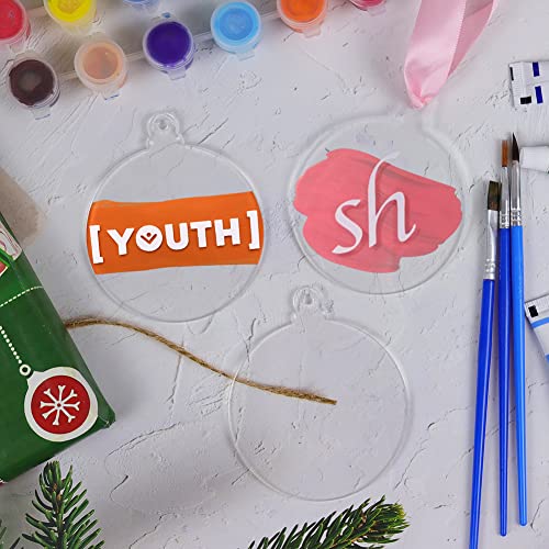 20Pcs 3 Inch Clear Blank Acrylic Christmas Ornaments 2025 Unfinished Round Acrylic Christmas Hanging Ornaments for Christmas Tree Decoration DIY Craft
