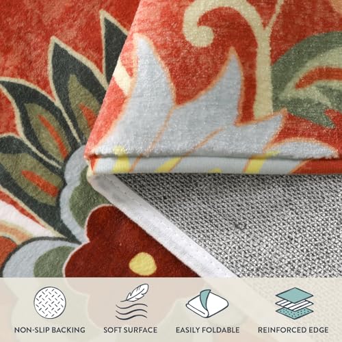 Lahome Red Kitchen Rugs - 2'x3' Small Entryway Rug Washable Kitchen Mat