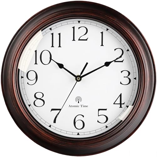 KECYET Atomic Wall Clock 10 Inch, Silent Non-Ticking Vintage Clock Battery Operated Classic Analog Decorative for Kitchen, Living Room, Office, Bedroom, Bathroom (Bronze)