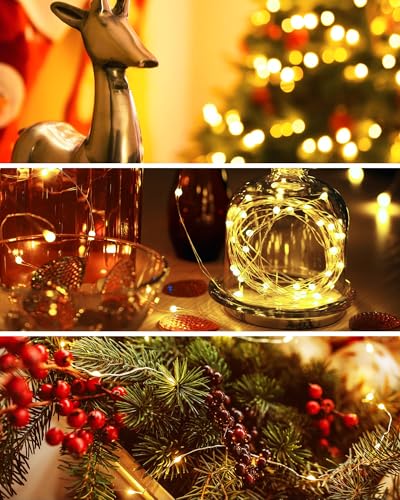 10 Pack Fairy Lights Battery Operated - 7ft 20 LED Twinkle Lights Copper Wire Mini String Lights Firefly Lights for Mason Jars DIY Crafts Christmas Wedding Party Centerpiece Table Decor, Warm White