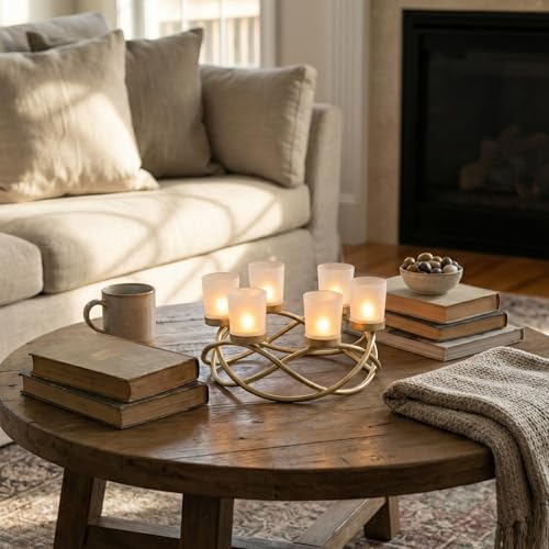 Centerpieces for Table Decor, Tealight Candle Holder, Gold/Frosted