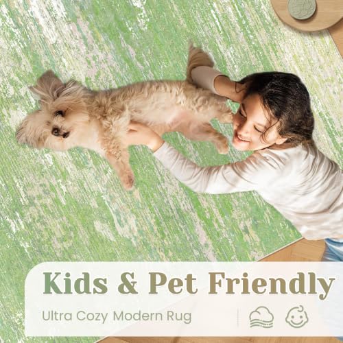 Washable Rug 5x7 Area Rugs for Living Room Soft Non Slip Green