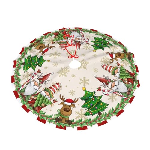 Santa Claus Gnome Christmas Tree Skirt 36" for Xmas Halloween New Year Holiday Party Home Tree Mat Decor Ornaments Decoration