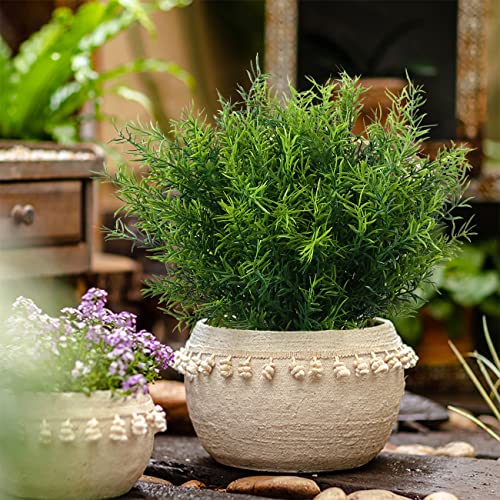 XLFAQXM Artificial Plants Flowers Grass Shrubs 8 Pack No Fade Faux Plastic Flowers Outdoor for Farmhouse Garden Porch Patio Indoor Wedding Decoration Greenery Fake Plants uv Resistant