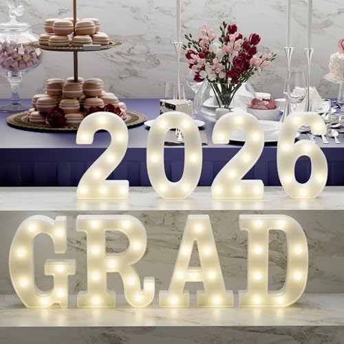 Graduation Decorations 2026 Deals-8 LED Long Marquee Light Up Letters 'Grad 2026' - Graduation Party Decor for