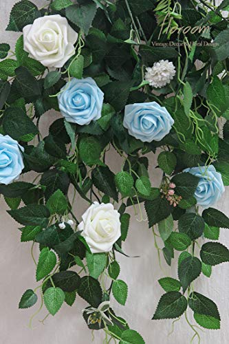 Floroom Artificial Flowers 50pcs Real Looking Ivory Foam Fake Roses with Stems for DIY Wedding Bouquets White Baby Shower Centerpieces Floral Arrangements Party Tables Home Decorations