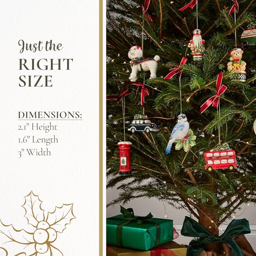 Spode Christmas Tree Brit Taxi Ornament - Dolomite Holiday Hanging Bauble for Seasonal Displays