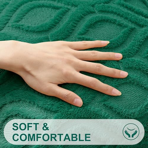 decorUhome Faux Fur Plush Soft Green Throw Pillow Covers 20x20 Set of 2