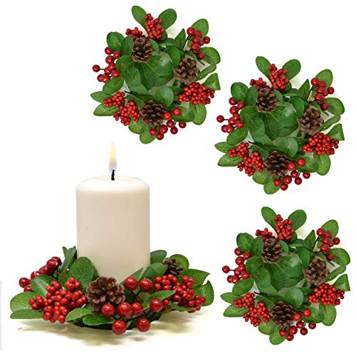 Gift Boutique Christmas Pillar Candle Ring Decorative Pine Set of 4