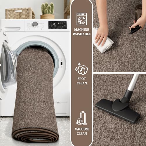 Modern Hallway Runner Rug, 2x4 Brown Washable Non Slip Runner Rug