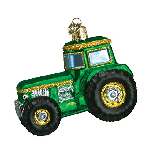 Old World Christmas Tractor Glass Blown Ornament for Christmas Tree, Handcrafted Holiday Decoration, Tools Collection