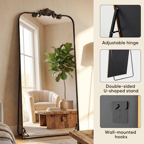 Antok Full Length Mirror, Floor Mirror with Stand, Standing Hanging Leaning Irregular Mirrors for Bedroom Living Room Entryway