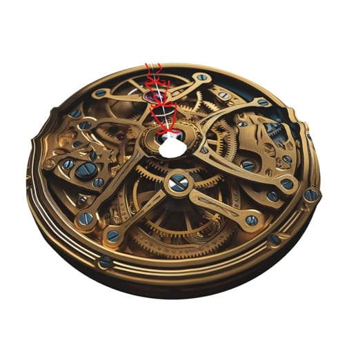 Cool Steampunk Gears Christmas Tree Skirt 36" Soft Plush Christmas Tree Cover Christmas Decorations Farmhouse Thick Rustic Xmas Tree Skirt for Holiday Party Christmas Tree Decorations