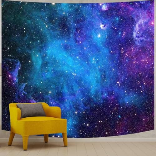 Apdidl Galaxy Tapestry for Bedroom Aesthetic Space Blue Night Starry Sky Stars Universe Tapestry Mysterious Nebula Wall Hanging Backdrop Room Decor for Bedroom Living Room (51'' x 60'')